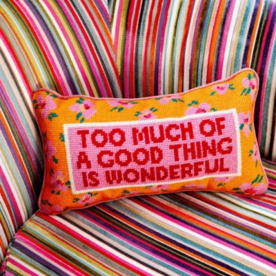 Too Much Needlepoint Decorative Pillow
