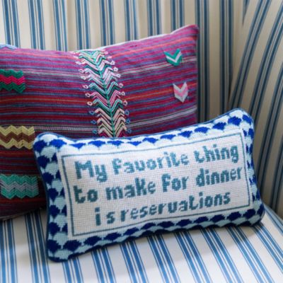 Reservations Needlepoint Decorative Pillow