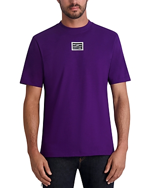 Shop Karl Lagerfeld Slim Fit Logo Patch Short Sleeve Tee In Purple
