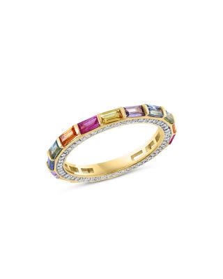 Bloomingdale's Fine Collection - Rainbow Sapphire & Diamond Eternity Ring in 14K Yellow Gold