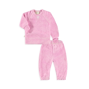 Paigelauren Girls' Sherpa Raglan Top & Pants Set - Little Kid In Marble Pink