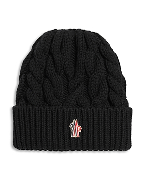 Moncler Grenoble Logo Embroidered Knitted Beanie In Black