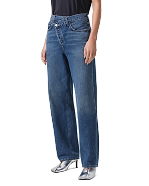 Shop Agolde Criss Cross High Rise Cotton Jeans In Control