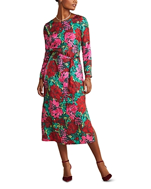 Shop Vineyard Vines Long Sleeve Midi Dress In Brush Floral