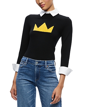 Shop Alice And Olivia X Basquiat Porla Layered Look Sweater In Black
