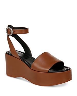 Shop Vince Women's Phillipa Leather Platform Ankle Strap Sandals In Sequoia Brown Leather