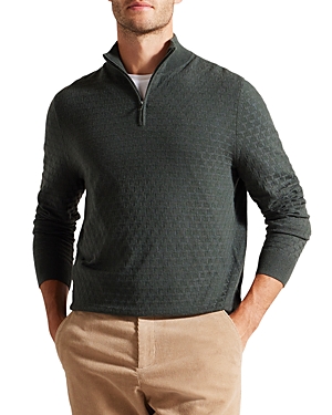Ted Baker T Stitch Quarter Zip Pullover Sweater In Green