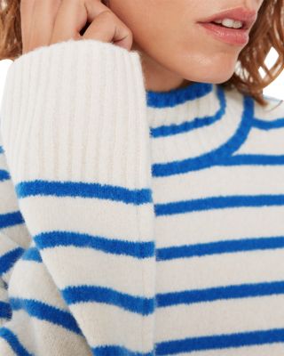 Stripe Rib Detail Funnel Knit Sweater