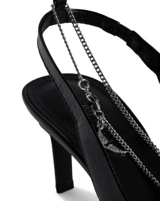 Women&#39;s First Night Pointed Toe Chain Embellished Vintage Effect Slingback Pumps