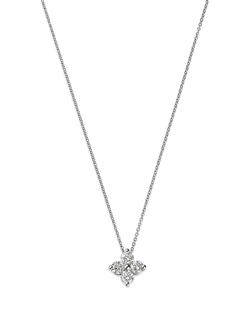 Bloomingdale's Fine Collection Diamond Flower Pendant Necklace in 14K White Gold, 1.0 tcw