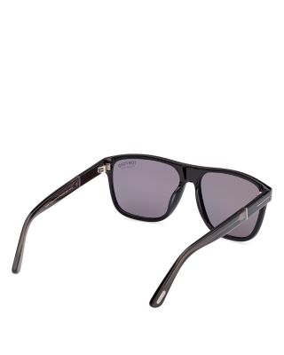 Black Polarized Square Sunglasses, 58mm