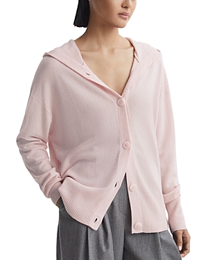 Shop Reiss Evie Hooded Cardigan In Light Pink