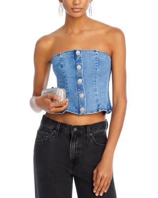 Lucy Paris Denim Strapless Peplum Top Exclusive Bloomingdale's