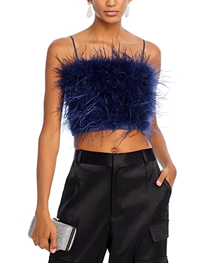 Lucy Paris Milly Feather Top In Smoked Blue