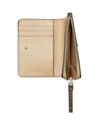 Tory Burch McGraw Metallic Leather Bi-Fold Wallet