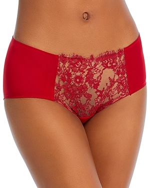 Skarlett Blue Entice Lace Trim Briefs In Lipstick/nylon