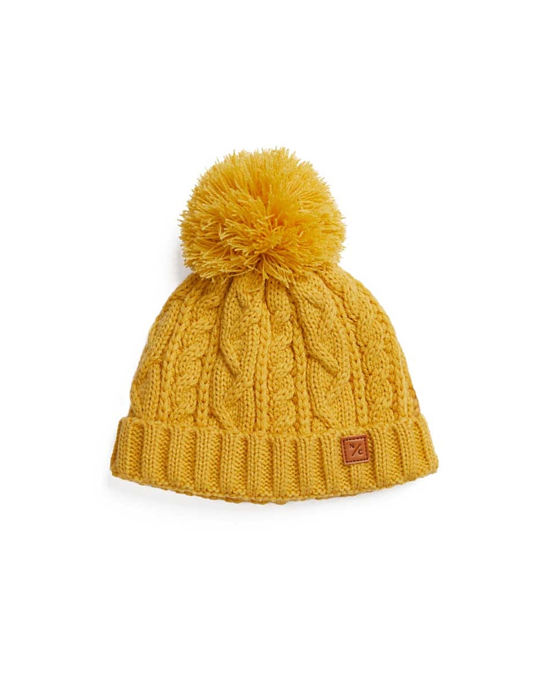 Shop Northern Classics Unisex Cable Knit Pom-pom Hat - Baby, Little Kid, Big Kid In Honey