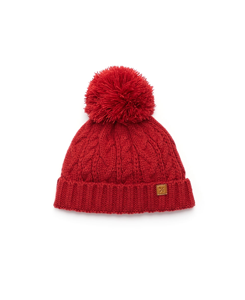 Shop Northern Classics Unisex Cable Knit Pom-pom Hat - Baby, Little Kid, Big Kid In Red