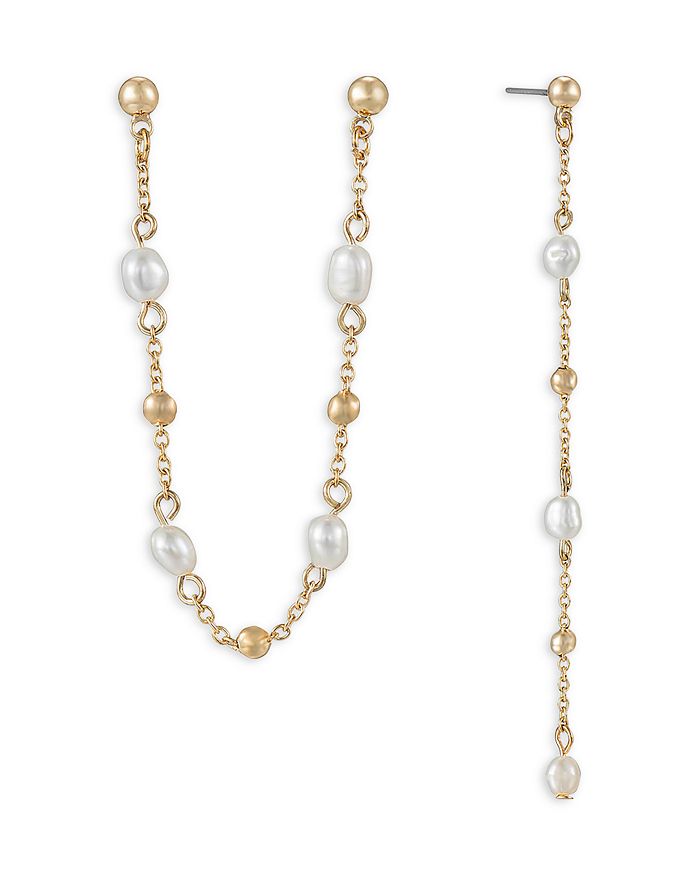 Ettika Cultured Freshwater Pearl Mismatch Linear & Double Piercing ...