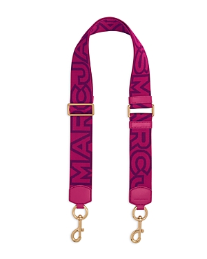 Marc Jacobs The Outline Monogram Webbing Strap In Lipstick Pink Multi/gold