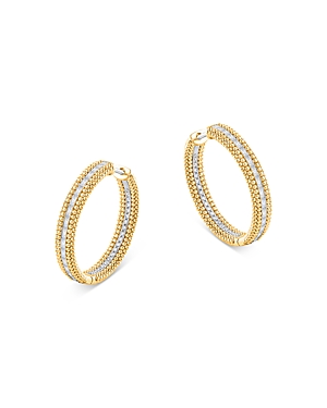 Diamond Baguette & Round Inside Out Hoop Earrings in 18K Yellow Gold, 1.0 ct. t.w.