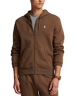 Polo Ralph Lauren Double-knit Full-zip Hoodie In Dark Taupe Heather