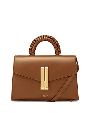Demellier London Midi Montreal Leather Crossbody In Tan/gold