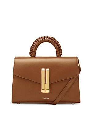 Shop Demellier London Midi Montreal Leather Crossbody In Tan/gold