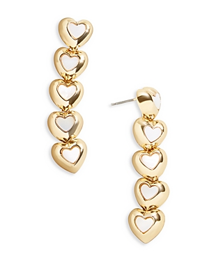 Caroline Shell Heart Linear Drop Earrings in Gold Tone