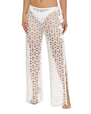 Shop Trina Turk Chateau Lace Up Pants In Vanilla