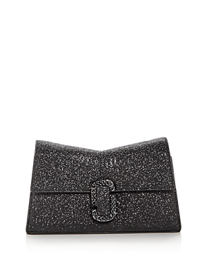 Marc Jacobs The St. Marc Glitter Chain Wallet In Black