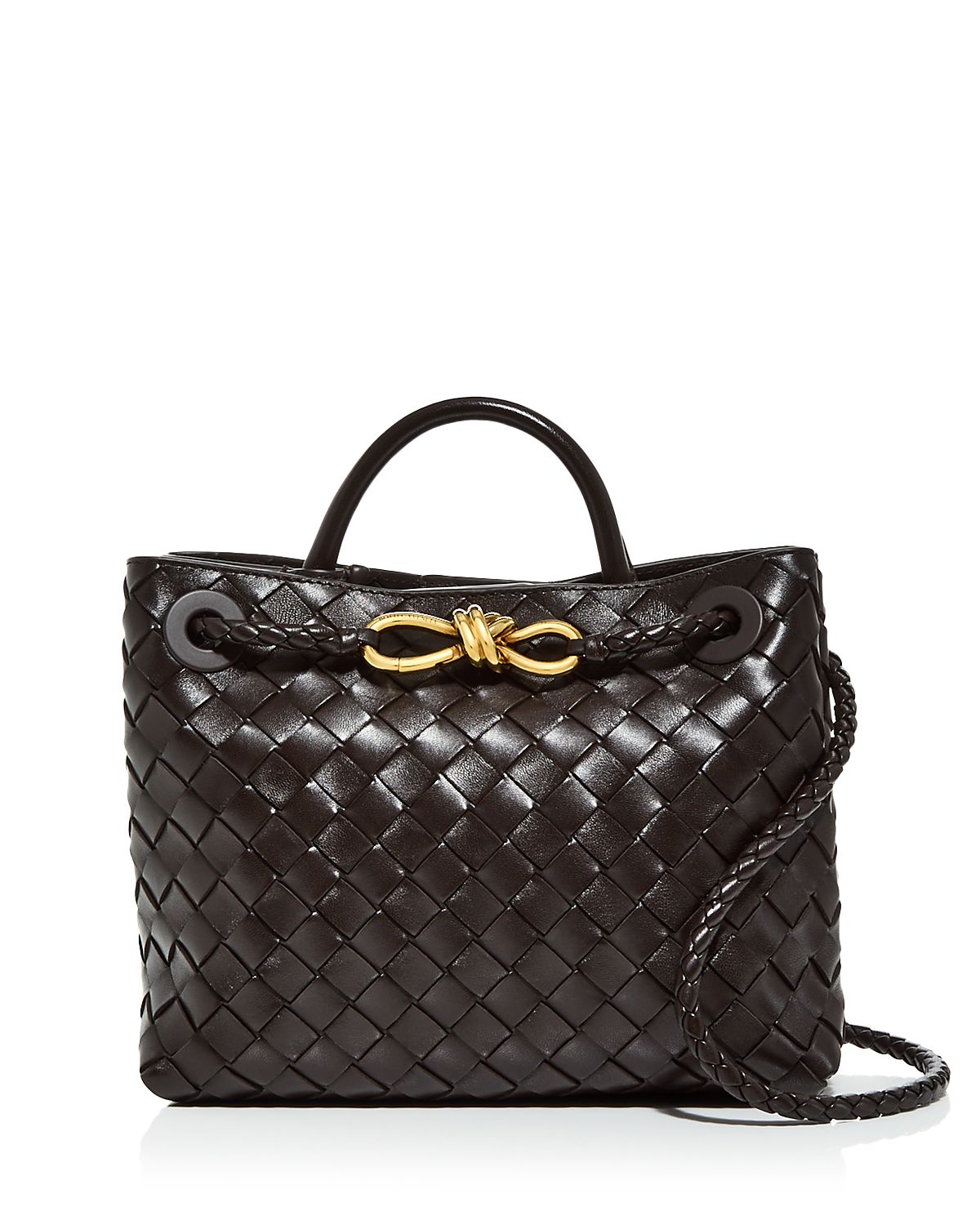 Bottega Veneta Small Andiamo Intrecciato Leather Top Handle Bag