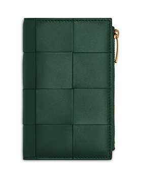 Bottega Veneta® Men's Intrecciato Zipped Card Case in Dark Green
