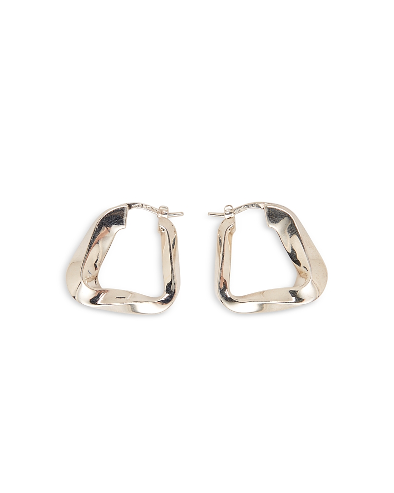 Bottega Veneta Sterling Silver Twist Triangle Hoop Earrings