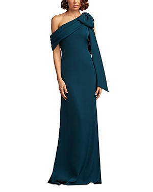 Tadashi Shoji One-Shoulder Crepe Gown