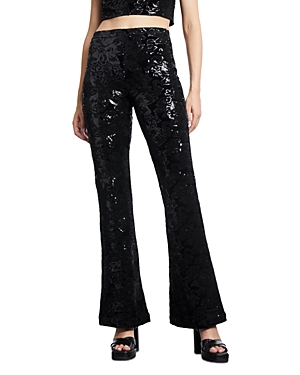 The Kooples Sequin Flare Leg Trousers In Black
