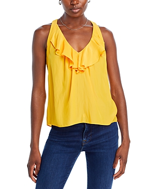 Shop Ramy Brook Nellie Ruffled Sleeveless Blouse In Yuzu