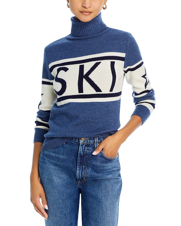 Shop Perfect Moment Schild Ski Turtleneck Sweater In Dark Denim