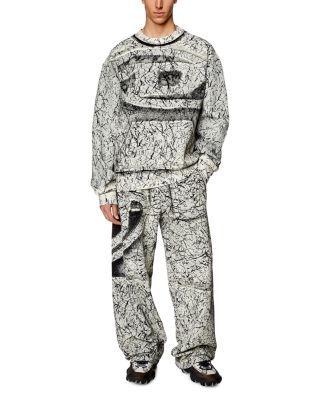 S-Macoval Cotton Fleece Coated Logo Print Oversized Fit Crewneck Sweatshirt 