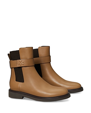 Shop Tory Burch Women's Double T Buckled Chelsea Boots In Almond Flour