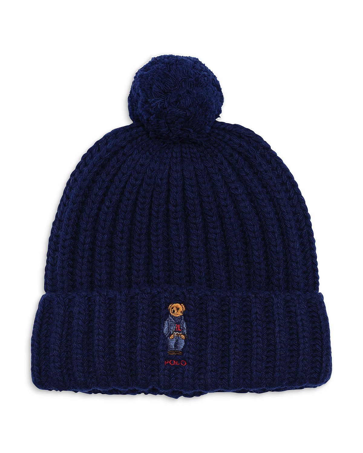 Ralph Lauren Pom Pom Denim Bear Beanie