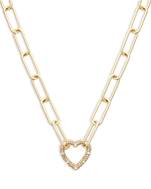 Aqua Paperclip Crystal Heart Necklace, 16 - 100% Exclusive In Gold