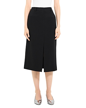 Shop Theory Front Slit Midi Skirt In Black