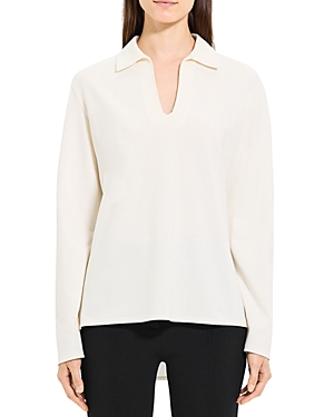 Shop Theory Popover Long Sleeve Top In Ivory