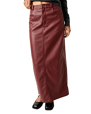Free People City Slicker Faux Leather Maxi Skirt In Red Jasper