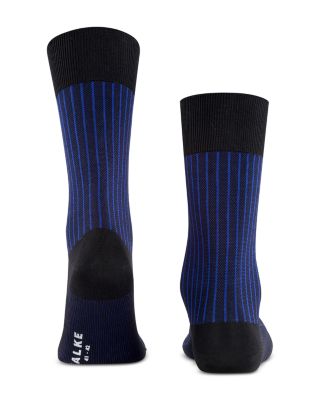 Mercerized Cotton & Nylon Two Tone Stripe Jacquard Dress Socks