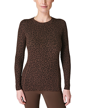 Shop Sweaty Betty Glisten Seamless Top In Brown Leopard