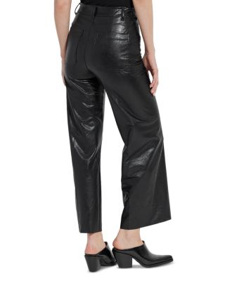 High Waist Wide Leg Faux Leather Pants