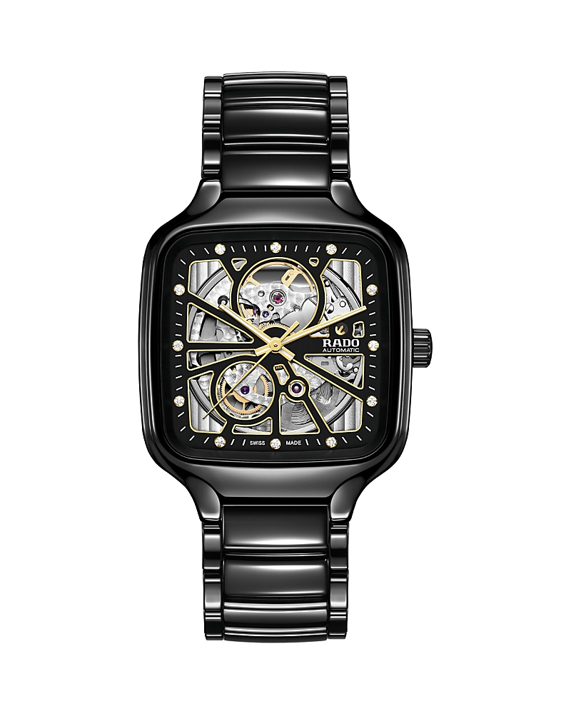 Rado True Square Open Heart Diamond Watch, 38mm In Gray/black