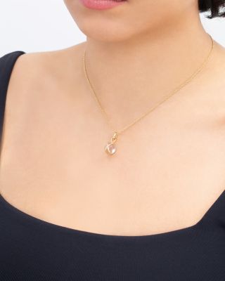 18K Yellow Gold Prisma Crystal Quartz 10mm Pendant Brilliant Chain Necklace, 16-18"